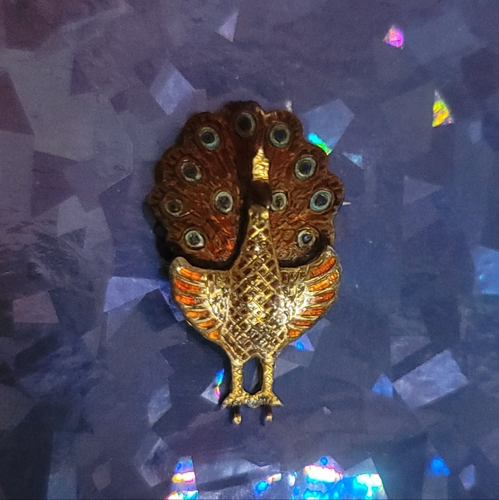 Siam Sterling Silver Peacock Brooch Vintage 40s 50s